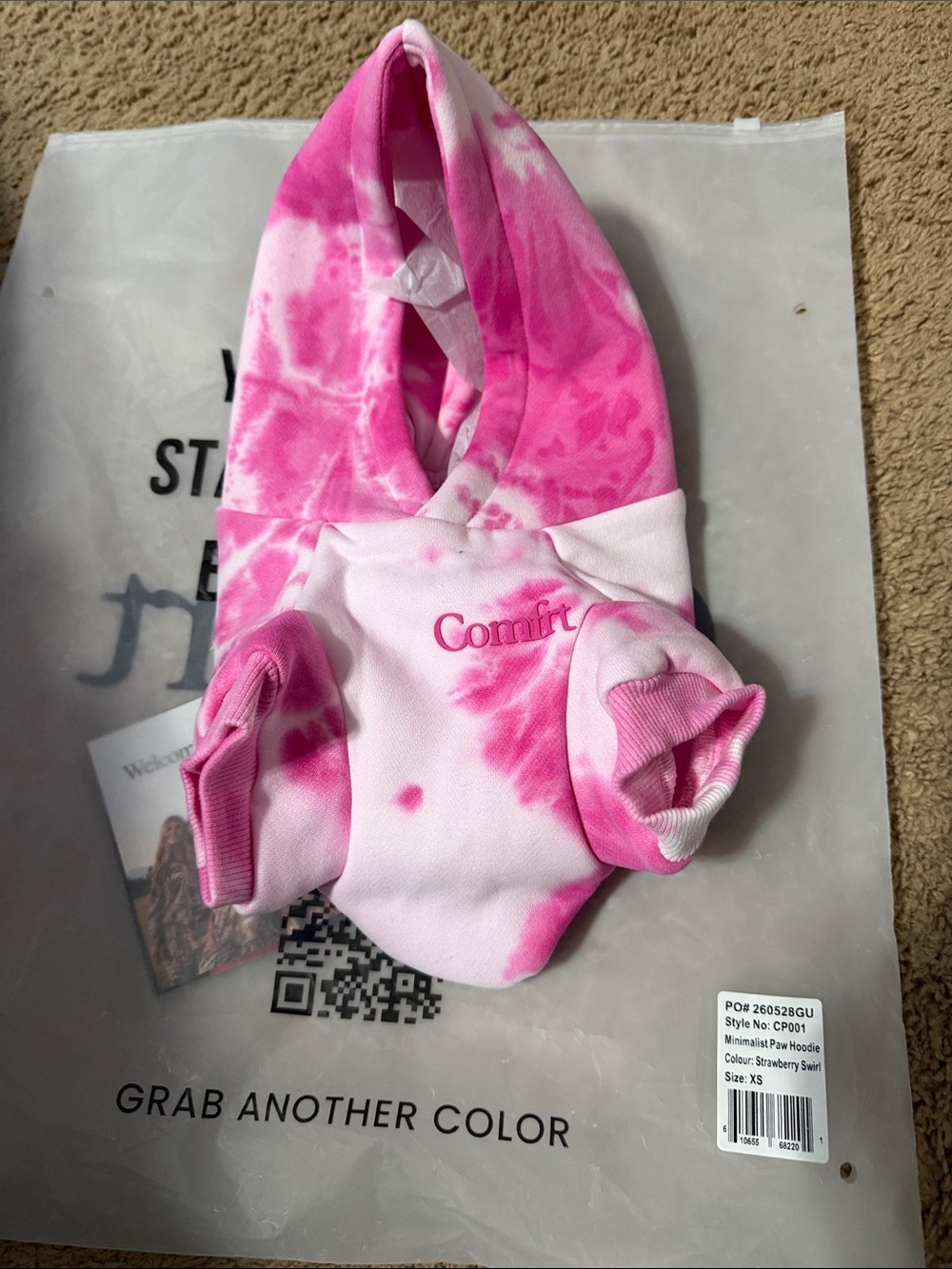 Pets  Pink Tie-Dye One-Piece Hoodie size XS